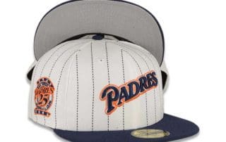 San Diego Padres 25th Anniversary White Navy Pinstripe 59Fifty Fitted Hat by MLB x New Era