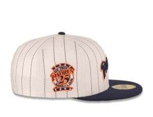 San Diego Padres 25th Anniversary White Navy Pinstripe 59Fifty Fitted Hat by MLB x New Era Patch