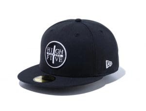 High Five Factory Round Logo Black 59Fifty Fitted Hat by High Five Factory x New Era Front