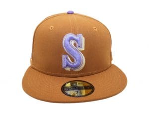 Seattle Mariners 30th Anniversary Toasted Peanut Varsity Purple 59Fifty Fitted Hat by MLB x New Era
