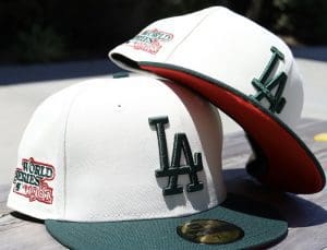 Los Angeles Dodgers 1981 World Series Ivory Green 59Fifty Fitted Hat by MLB x New Era Front