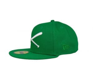 Crossed Bats Logo Kelly Green White 59Fifty Fitted Hat by JustFitteds x New Era Left