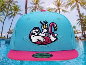 Polar Bear Vacation Vice Blue Beetroot Pink 59Fifty Fitted Hat by Noble North x New Era Polar Bear Vacation Vice Blue Beetroot Pink 59Fifty Fitted Hat by Noble North x New Era