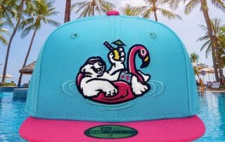 Polar Bear Vacation Vice Blue Beetroot Pink 59Fifty Fitted Hat by Noble North x New Era
