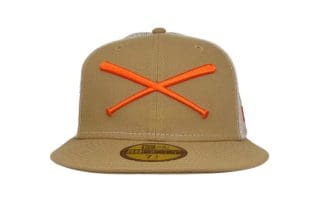 Crossed Bats Logo Trucker Camel 59Fifty Fitted Hat by JustFitteds x New Era
