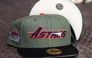 Houston Astros Astrodome Olive Black Satin 59Fifty Fitted Hat by MLB x New Era