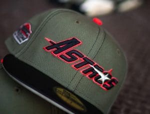Houston Astros Astrodome Olive Black Satin 59Fifty Fitted Hat by MLB x New Era Front