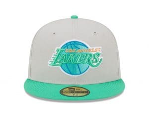 Los Angeles Lakers 17x Cream And Green 59Fifty Fitted Hat by NBA x New Era Front