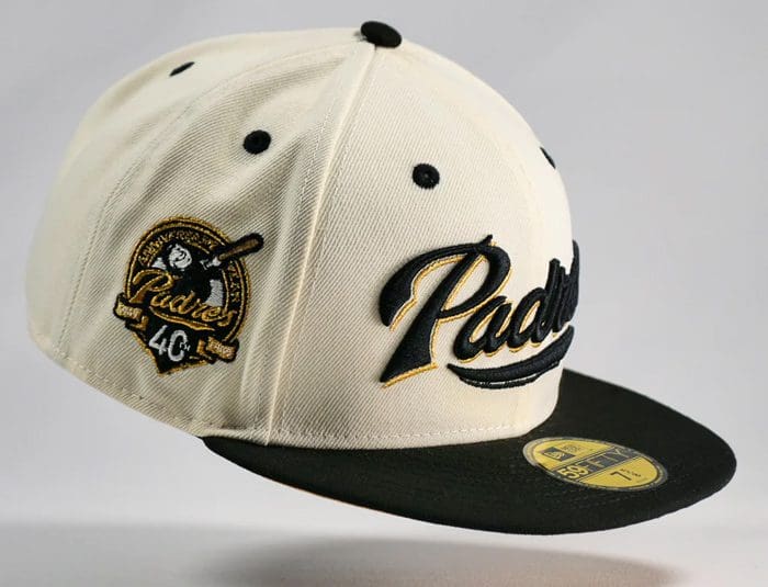 San Diego Padres 40th Anniversary Black White Gold 59Fifty Fitted Hat by MLB x New Era