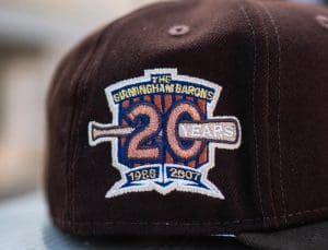 Birmingham Barons 20th Anniversary Dark Walnut Mocha 59Fifty Fitted Hat by MiLB x New Era Patch