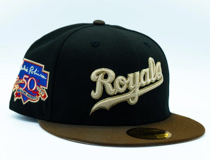 Kansas City Royals Jackie Robinson 50th Anniversary Black Brown 59Fifty Fitted Hat by MLB x New Era