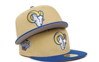 Los Angeles Rams Super Bowl LVI Champions Vegas Gold Blue 59Fifty Fitted Hat by NFL x New Era