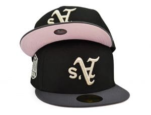 Oakland Athletics 50th Anniversary Upside Black Graphite 59Fifty Fitted Hat by MLB x New Era