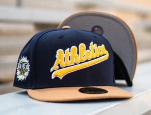 Oakland Athletics Navy Khaki 59Fifty Fitted Hat by MLB x New Era