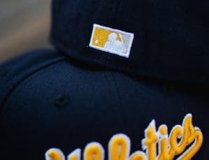 Oakland Athletics Navy Khaki 59Fifty Fitted Hat by MLB x New Era Back