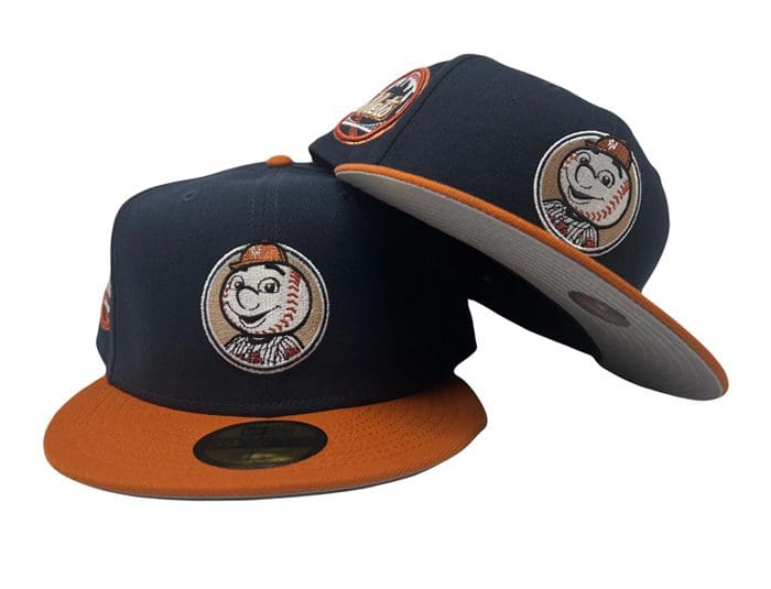 New York Mets Mr. Mets Man Navy Rust Orange 59Fifty Fitted Hat by MLB x New Era