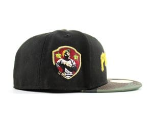 Pittsburgh Pirates Roberto Clemente Black Woodland Camo 59Fifty Fitted Hat by MLB x New Era Patch