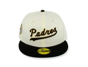 San Diego Padres Signature Script Black White 59Fifty Fitted Hat by MLB x New Era Front
