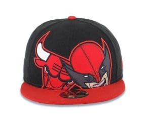 Chicago Bulls Wolverine Black Red 59Fifty Fitted Hat by NBA x New Era Front