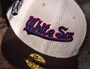 Chicago White Sox 75th Anniversary Cream Corduroy Mocha 59Fifty Fitted Hat by MLB x New Era Front