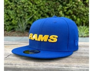 Los Angeles Rams Throwback Wordmark Royal 59Fifty Fitted Hat by NFL x New Era Front