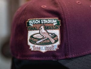 St. Louis Cardinals Busch Stadium Burgundy Dark Navy 59Fifty Fitted Hat by MLB x New Era Patch