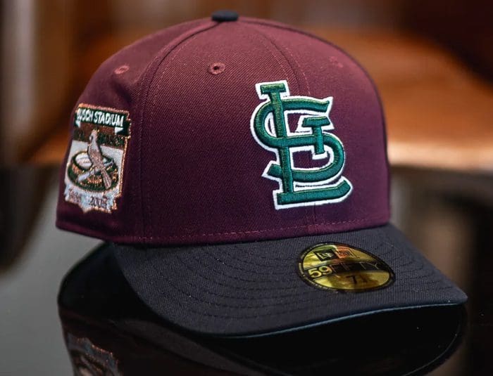 St. Louis Cardinals Busch Stadium Burgundy Dark Navy 59Fifty Fitted Hat ...