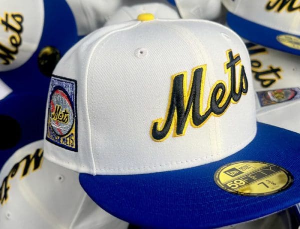 New Era Crown Champs WS 59Fifty New York Mets Men Fitted Hat Royal