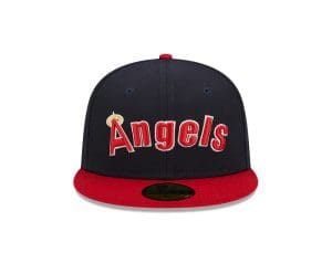 California Angels Script Navy Red 59Fifty Fitted Hat by MLB x New Era Front