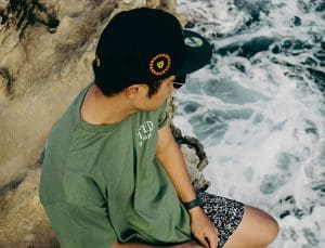 Kalai H Black Dark Green 59Fifty Fitted Hat by Fitted Hawaii x New Era Side