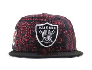 Las Vegas Raiders 1998 Draft Red Paisley Black 59Fifty Fitted Hat by NFL x New Era Front