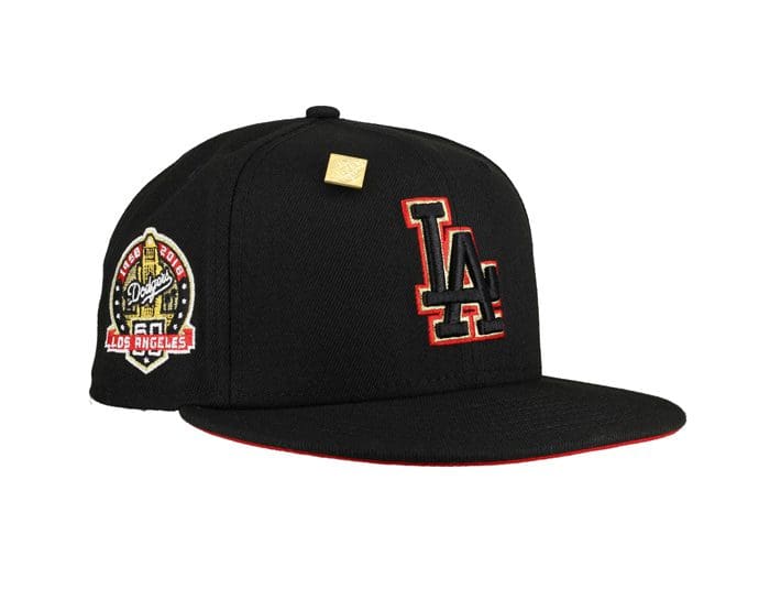 Los Angeles Dodgers 60th Anniversary Black Red 59Fifty Fitted Hat by ...