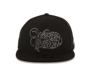West Coast Script Logo Black White 59Fifty Fitted Hat by New Era