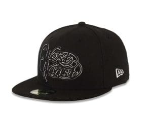 West Coast Script Logo Black White 59Fifty Fitted Hat by New Era Front
