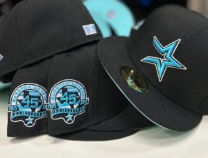 Houston Astros 45th Anniversary Black Teal 59Fifty Fitted Hat by MLB x New Era Front