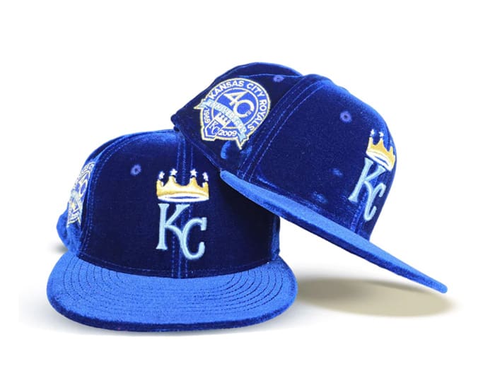 Kansas City Royals 40th Anniversary Royal Blue Velvet 59Fifty Fitted Hat by MLB x New Era Strictly Fitteds