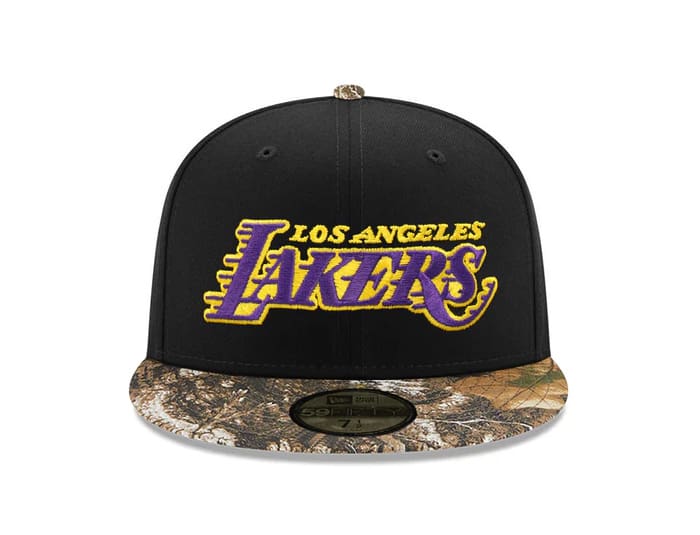 Los Angeles Lakers 75th Anniversary Black Realtree 59Fifty Fitted Hat by NBA x New Era Strictly Fitteds