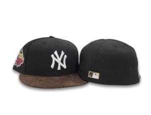 New York Yankees 1999 World Series Black Brown Suede 59Fifty Fitted Hat by MLB x New Era Back