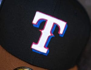 Texas Rangers 40th Anniversary Black Peanut 59Fifty Fitted Hat by MLB x New Era Front