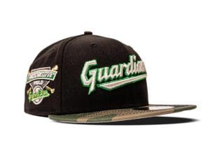 Cleveland Guardians Stadium Brown Camo 59Fifty Fitted Hat by MLB x New Era Front