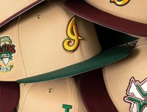 Hat Club Color Story Khaki Maroon and Khaki Green 59Fifty Fitted Hat Collection by MLB x New Era