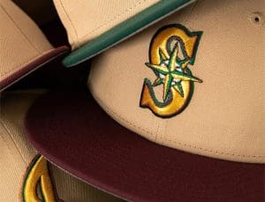 Hat Club Color Story Khaki Maroon and Khaki Green 59Fifty Fitted Hat Collection by MLB x New Era Front