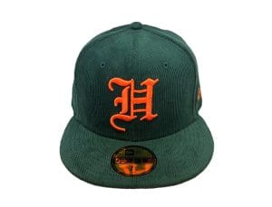 Pride Dark Green Corduroy 59Fifty Fitted Hat by Fitted Hawaii x New Era Front