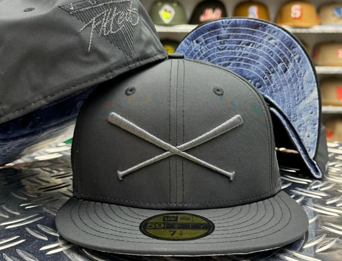 Crossed Bats Logo M Black Metallic Fifty Fitted Hat By Justfitteds X