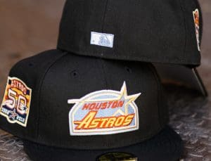 Houston Astros 50th Anniversary Black Grey 59Fifty Fitted Hat by MLB x New Era Back
