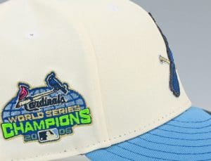 St. Louis Cardinals 2006 World Series Champions Off White Ultra Blue 59Fifty Fitted Hat by MLB x New Era Patch