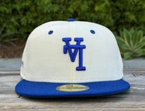 Los Angeles Dodgers Upside Down Ivory Royal 59Fifty Fitted Hat by MLB x New Era Front