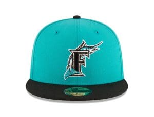 Miami Marlins 1997 World Series Teal Black 59Fifty Fitted Hat by MLB x New Era Front