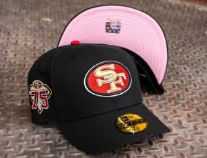 San Francisco 49ers 75th Anniversary Black Pink 59Fifty Fitted Hat by NFL x New Era