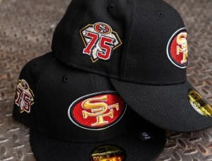 San Francisco 49ers 75th Anniversary Black Pink 59Fifty Fitted Hat by NFL x New Era Patch